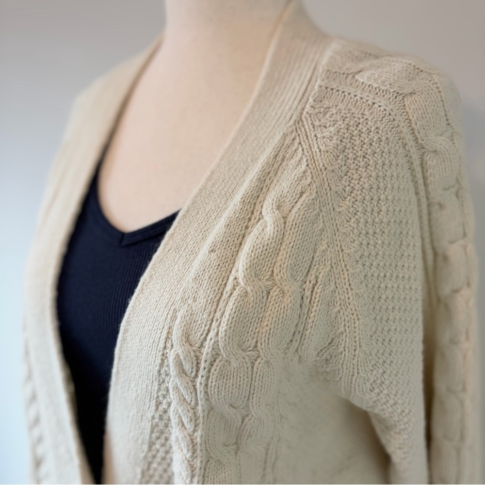 GAP Cream Button-Up Cable Cardigan - Picture 7 of 9